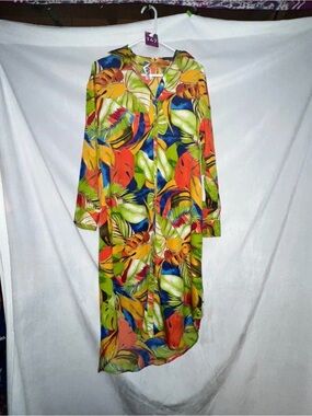 NWT Live4Truth Medium Tropical Print Women’s Button Dress PTP 21.5"